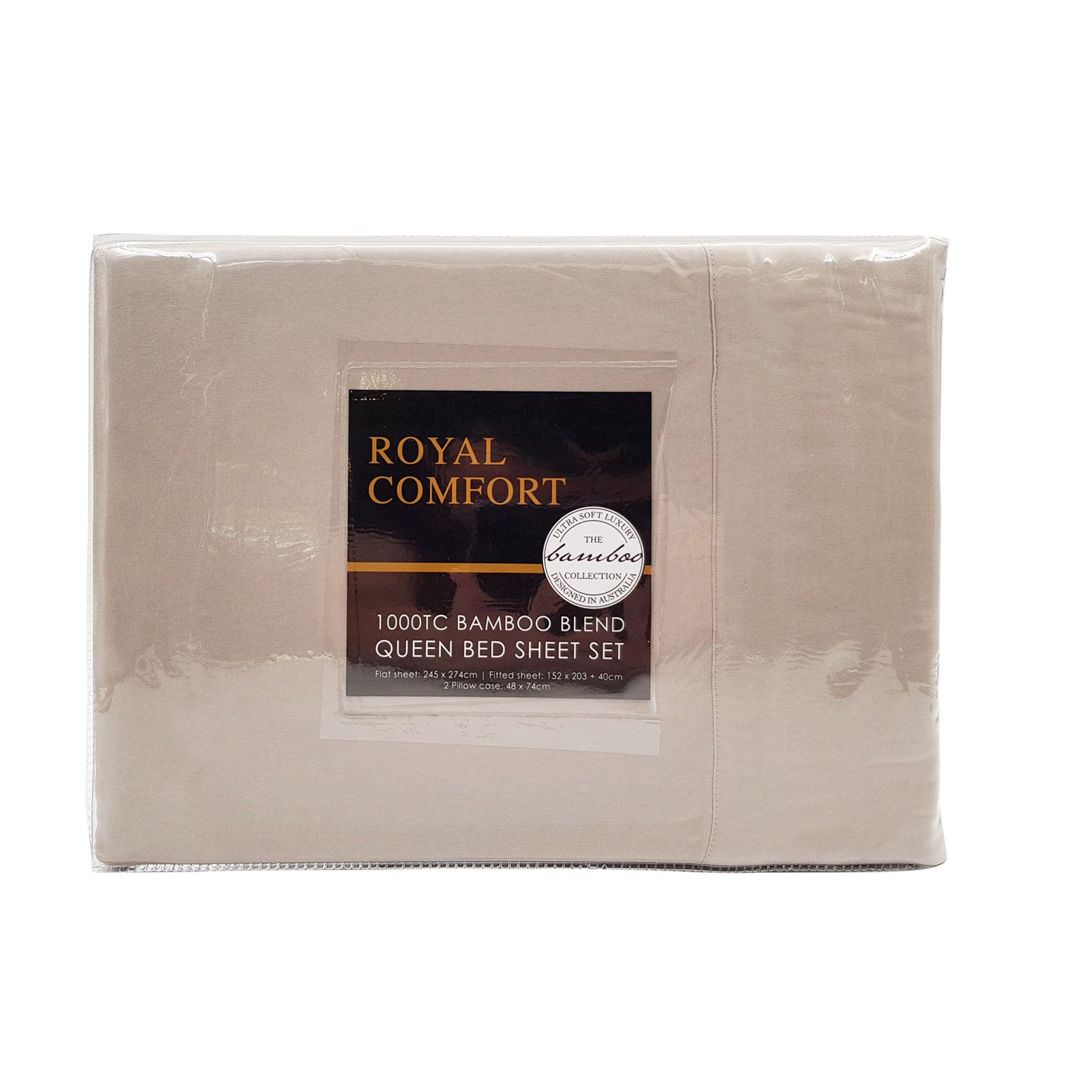 Royal Comfort Bamboo Blended Sheet & Pillowcases Set featuring 1000TC ultra-soft fabric in elegant design, perfect for luxurious sleep.